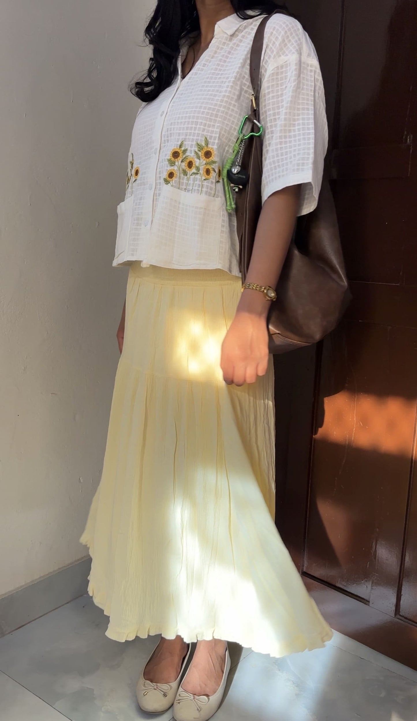 Sunflower embroidered cotton shirt