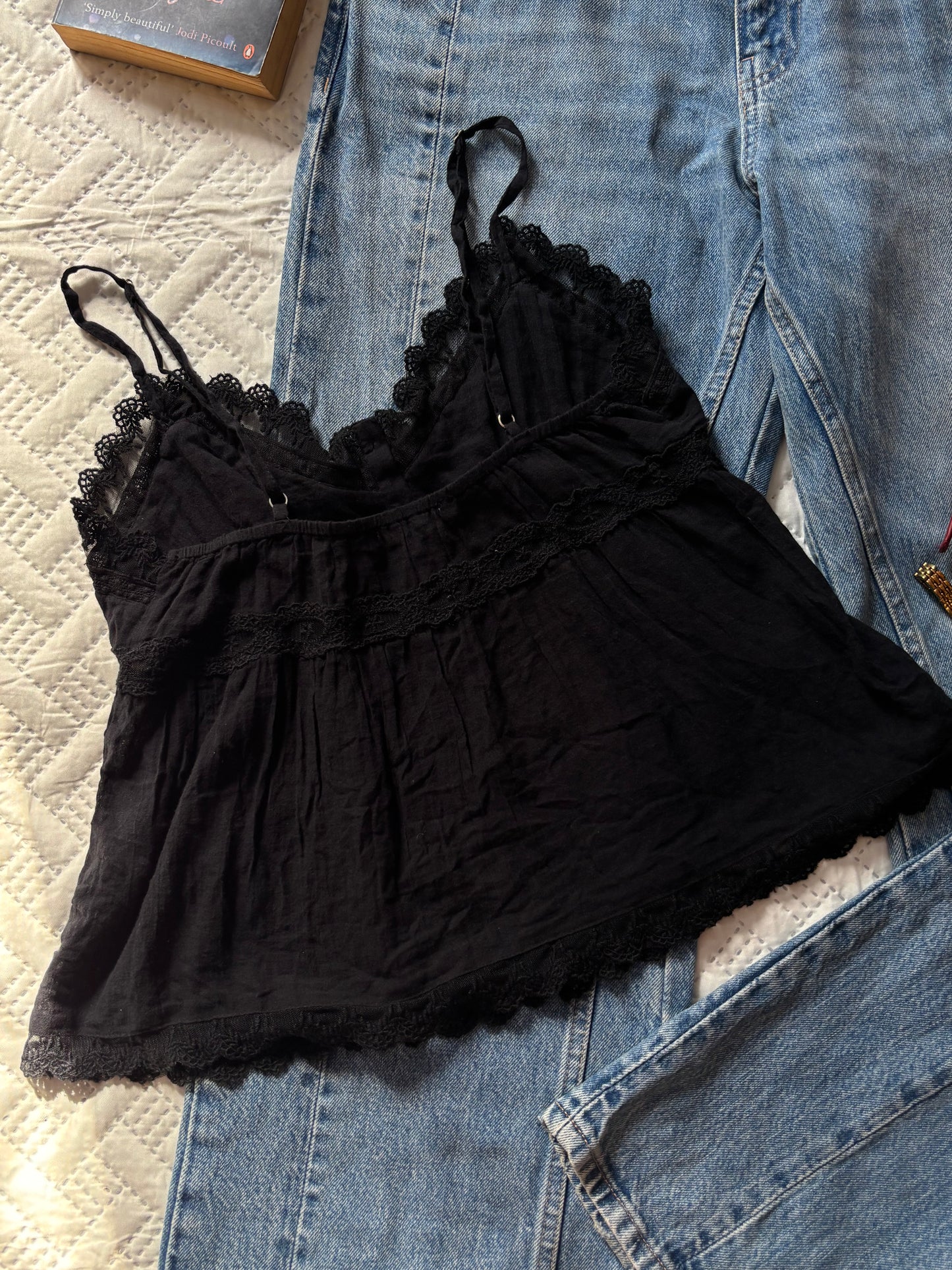 Black lace cami top