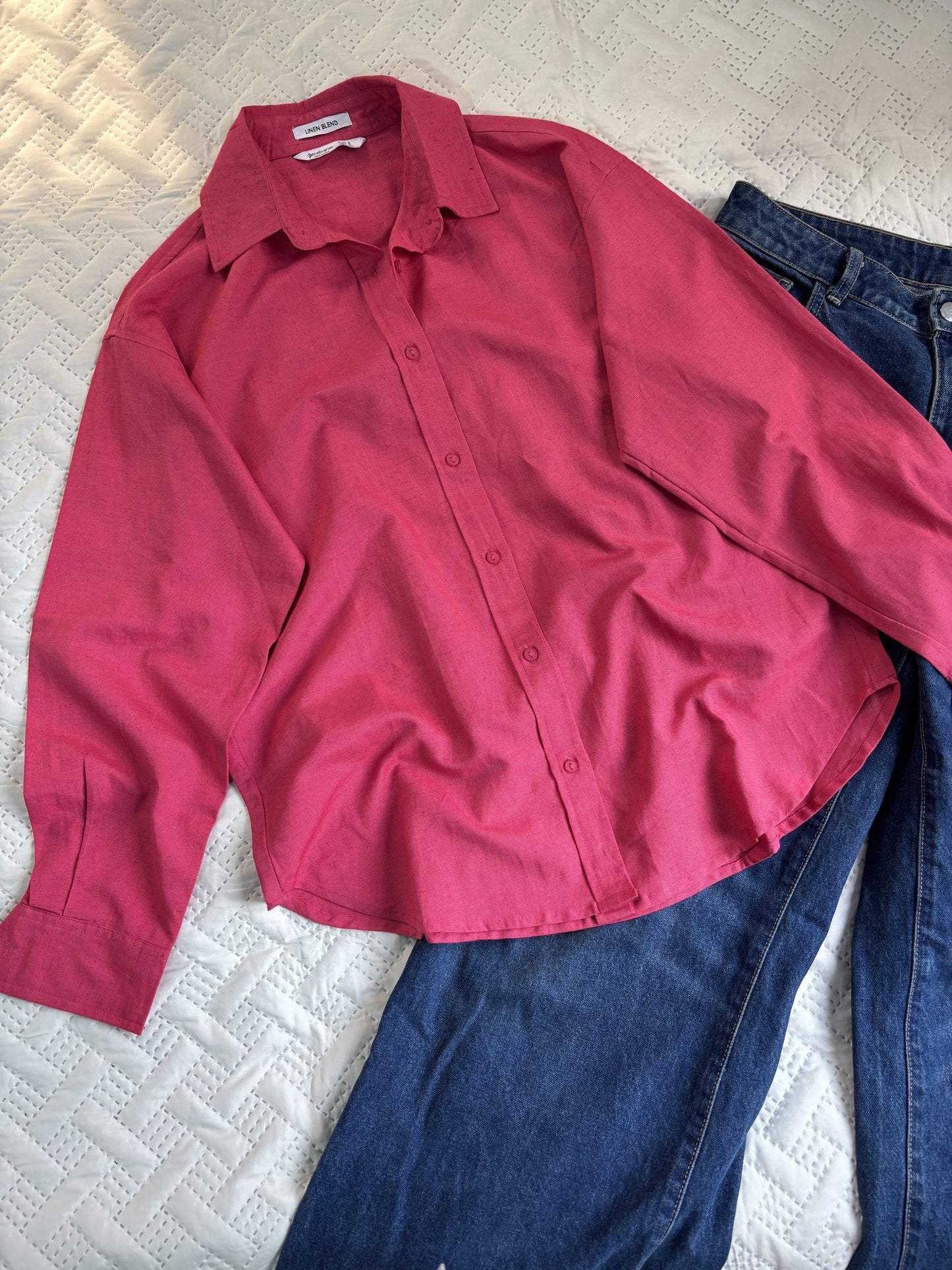Hot pink linen shirt