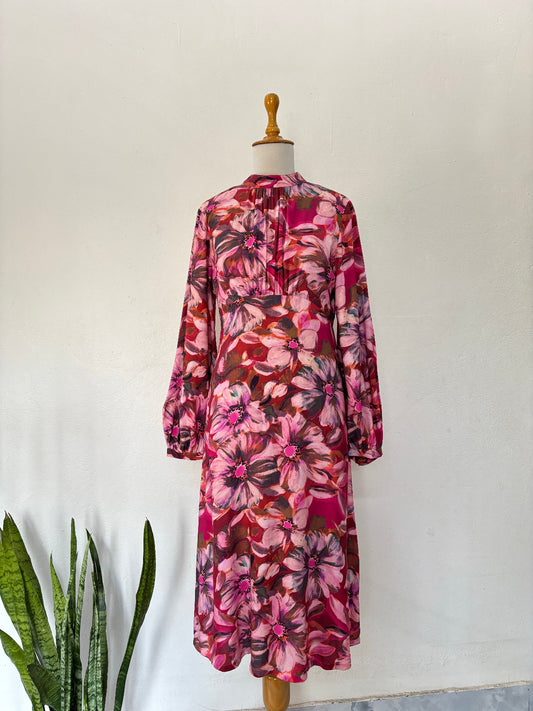 Pink floral full sleeve dress