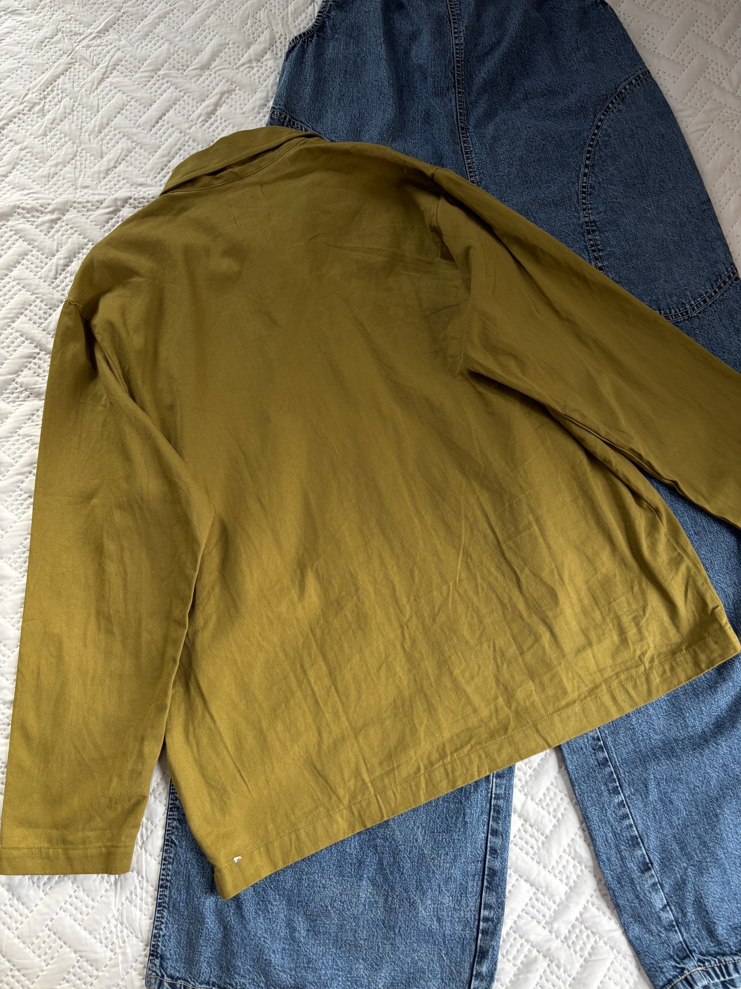 Flower field embroidered shacket