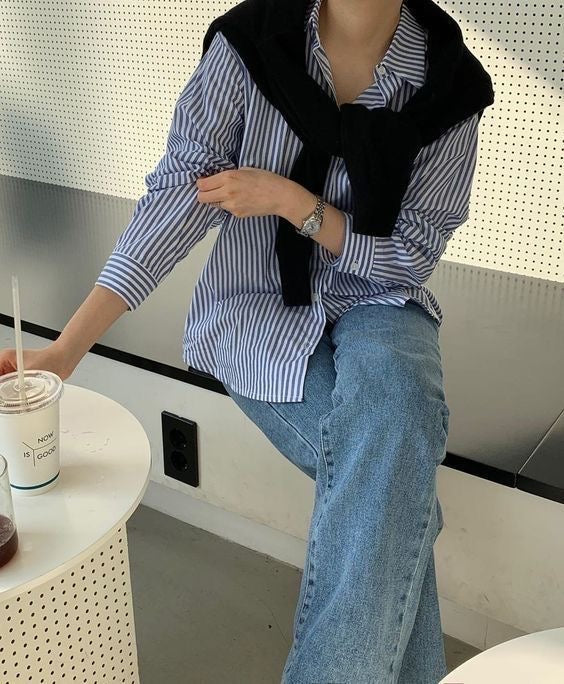Blue stripe linen shirt