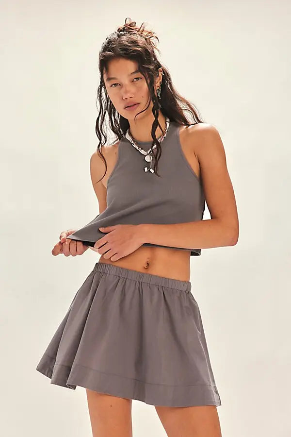Grey mini skirt with pockets