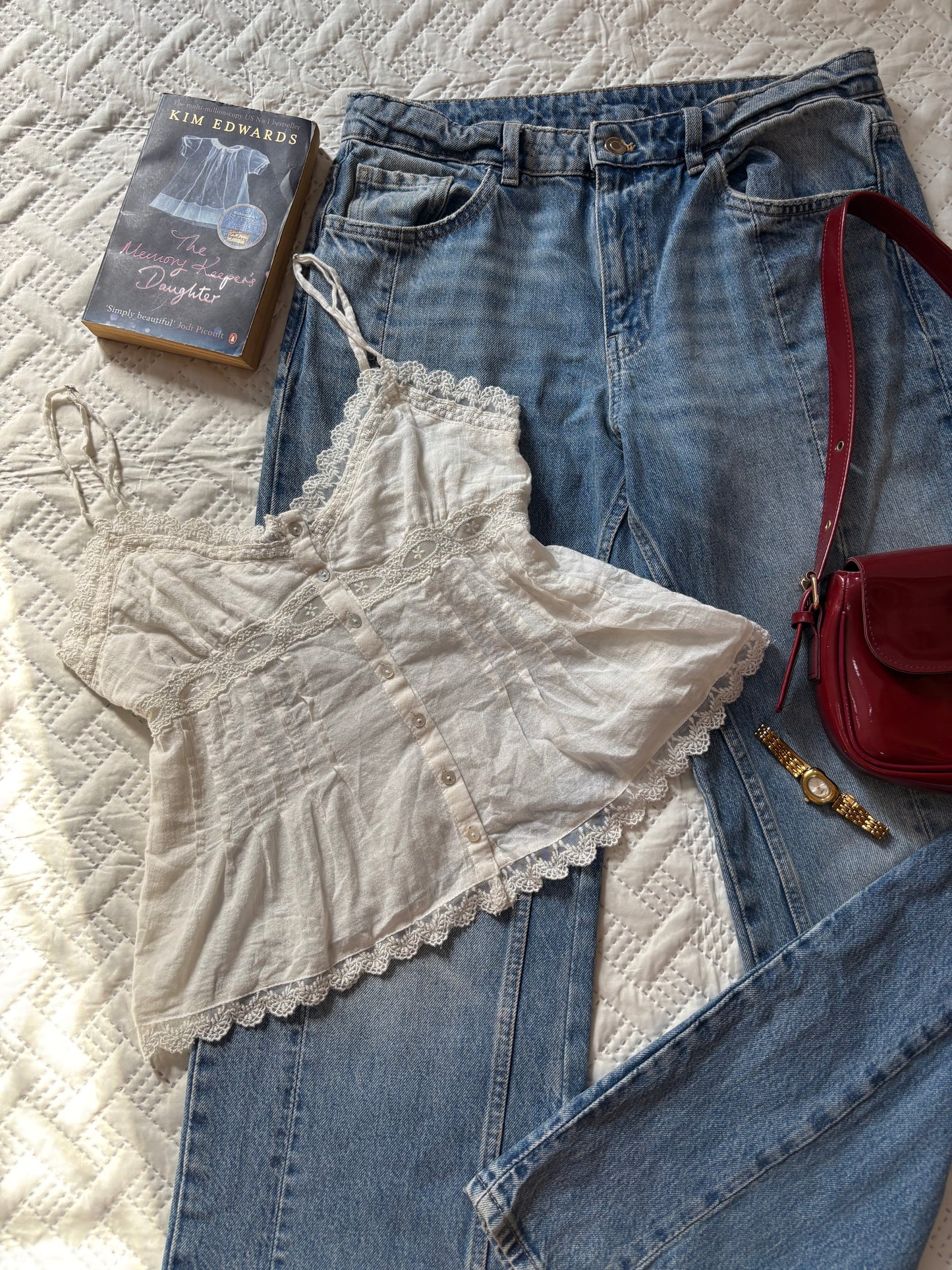 White lacey cotton cami top