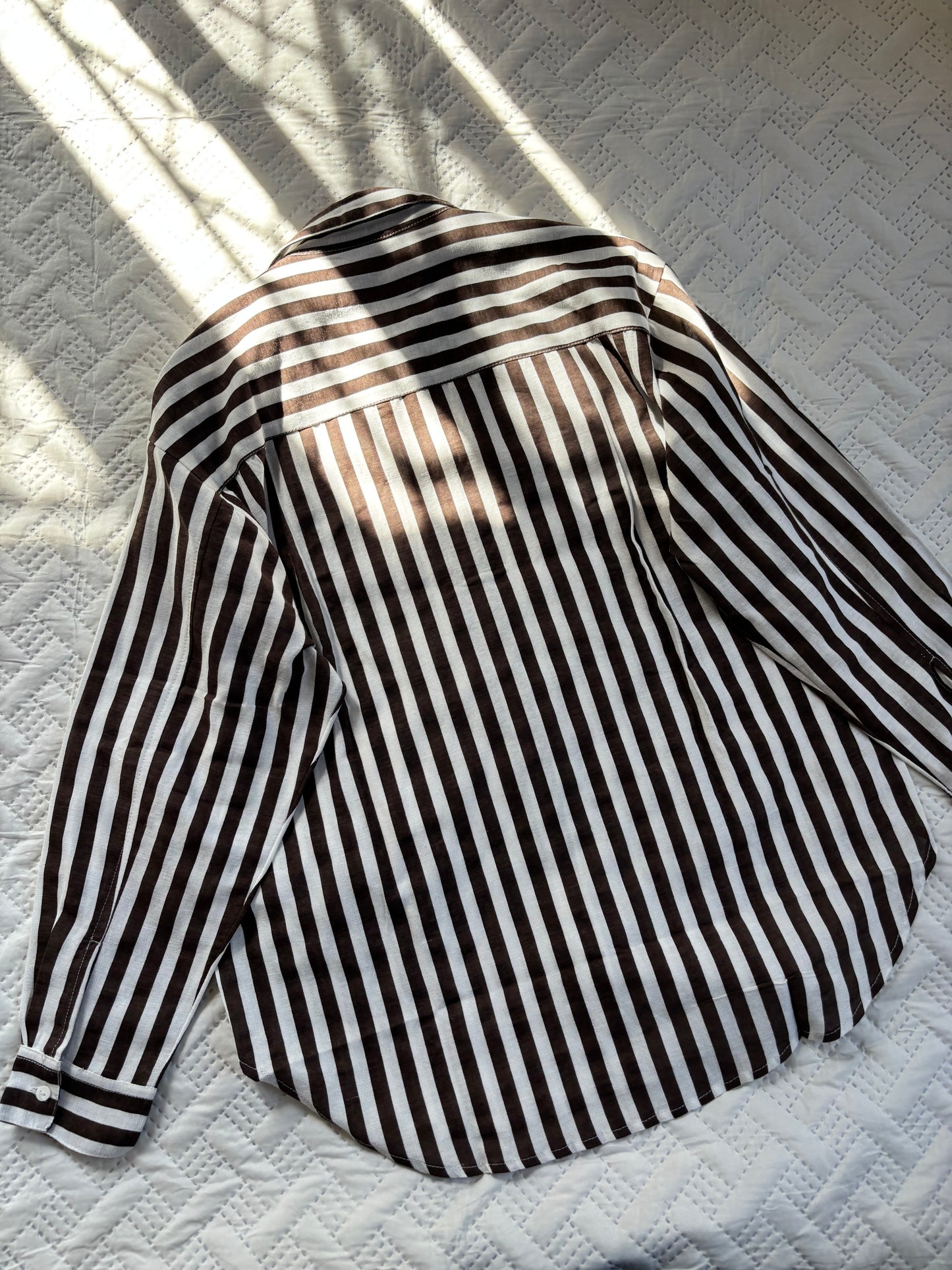 Brown linen striped shirt