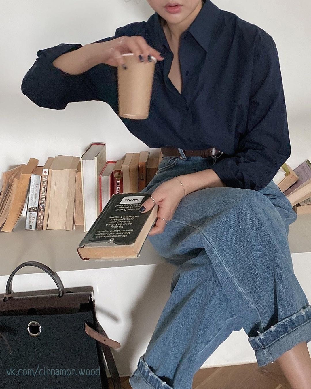Navy blue linen shirt