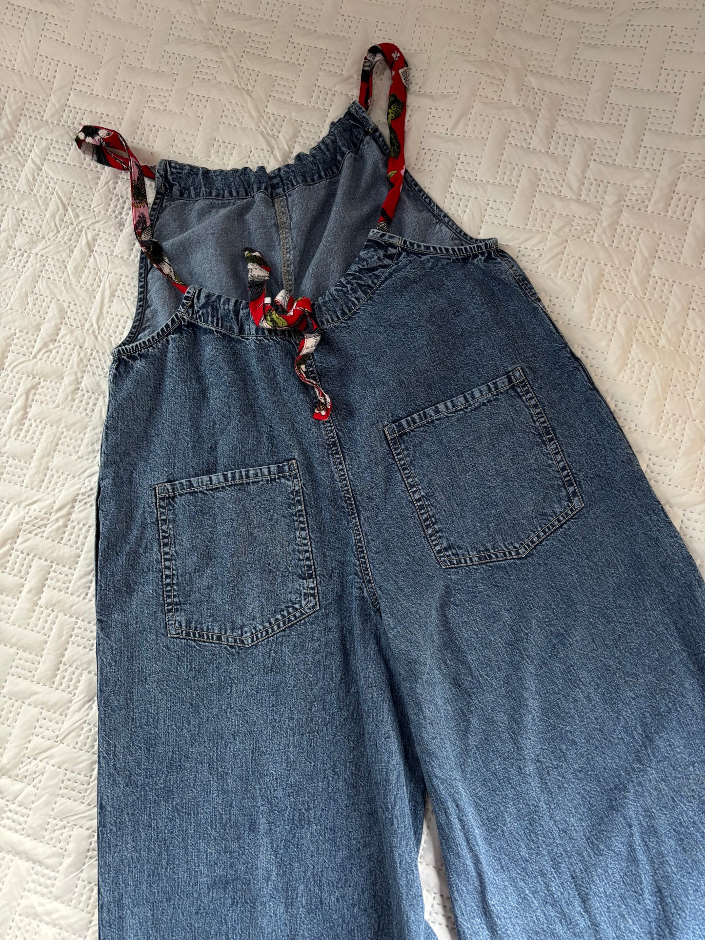 Denim jumpsuit (with red straps)
