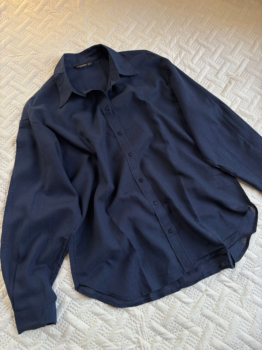 Navy blue linen shirt