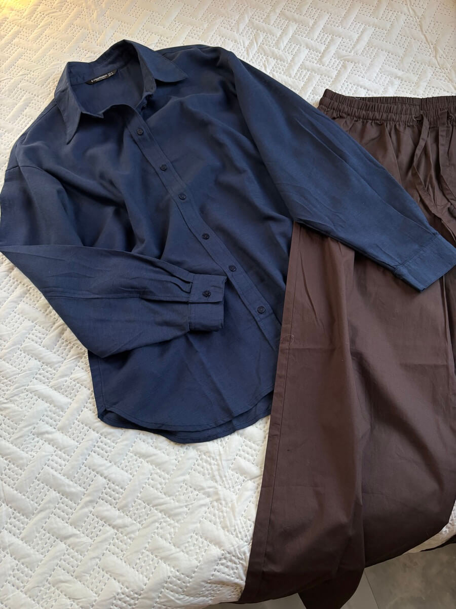 Navy blue linen shirt
